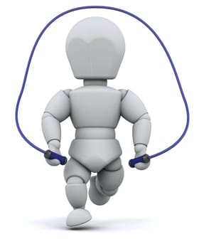 3D render of man skipping with jump rope