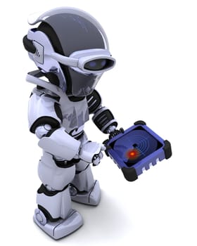 3D render of robot with GPS radar tracker