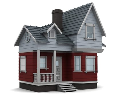 3D render of a traditional timber house