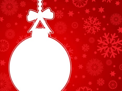 Decorative background with a Christmas bauble on snowflakes