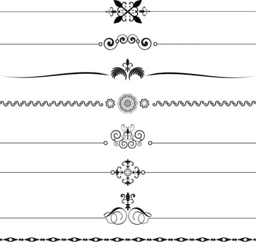 Various different designs of decorative page rules