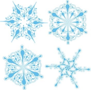 Collection of four detailed snowflake designs