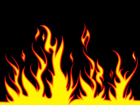 Illustration of flames on a black background