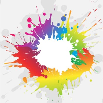 Abstract grunge background with brightly coloured paint splatters