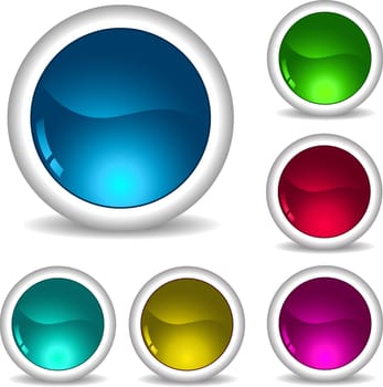 Collection of various different coloured glossy icons