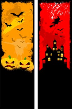 Two designs of grunge style Halloween backgrounds