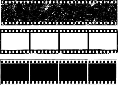 Various designs of grunge styled film strips