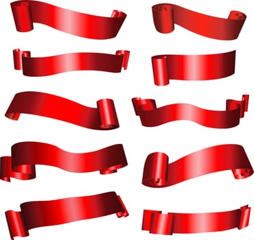 Collection of various red ribbon scrolls