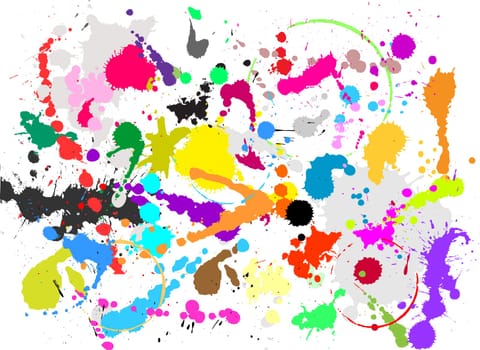 Abstract background of lots of grunge splats and drips
