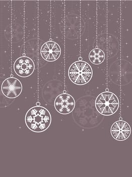 Decorative Christmas background with hanging snowflakes