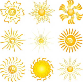 Collection of different sun icon designs