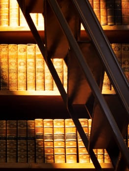 Books Antiquarian bookshop,old historical reference works on a shelf