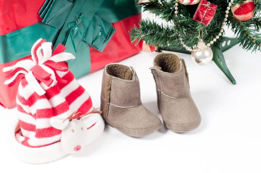Shot of christmas items on light background