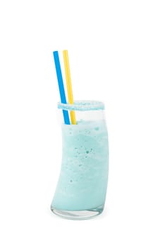 blue cocktail with ice-cream, coconut syrup,cream, orange and cherry juice