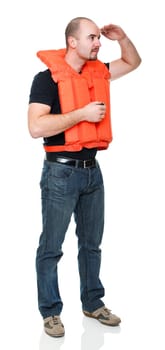 man with Personal flotation device