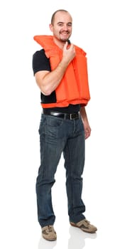 man with Personal flotation device