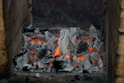 photo of the live coals at stove