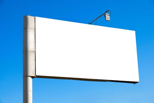 Blank billboard over blue sky background