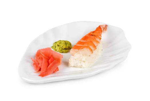 nigiri sushi closeup isolated on white background