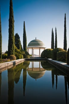 Botanic Garden of Malaga, Andalusia, Spain with a pool