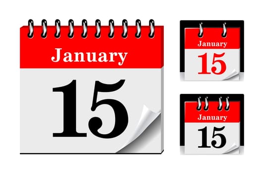 Calendar icon with glossy metal spiral on white background