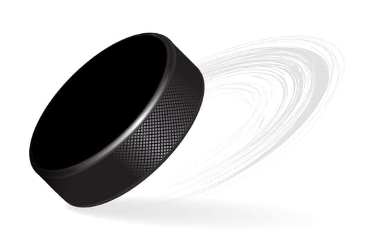 Hockey Puck with rubber texture Isolated on White Background. Vector