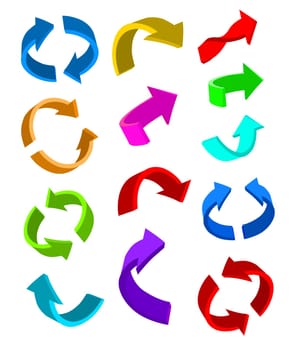 Set of glossy arrow icons for web design on white background