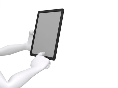 businessman working on Ipad - 3d illustration