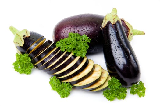 aubergines isolated on white background