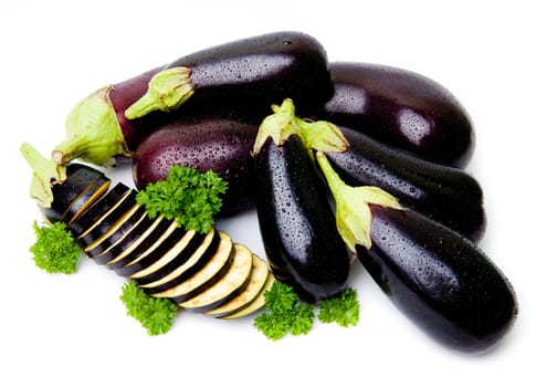 aubergines isolated on white background