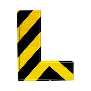 letters in black and yellow danger stripes .