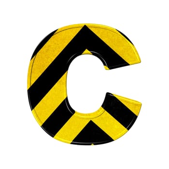 letters in black and yellow danger stripes .