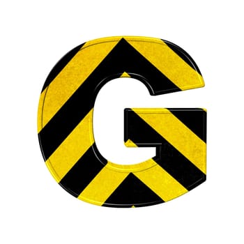 letters in black and yellow danger stripes .
