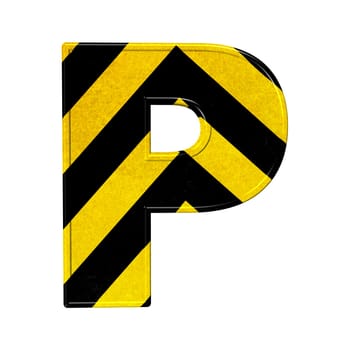 letters in black and yellow danger stripes .