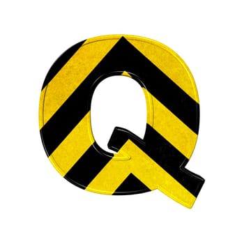 letters in black and yellow danger stripes .