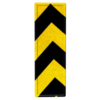 letters in black and yellow danger stripes .