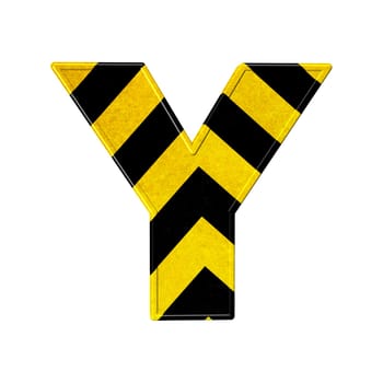 letters in black and yellow danger stripes .