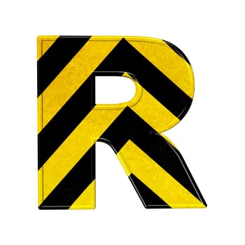 letters in black and yellow danger stripes .