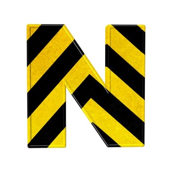 letters in black and yellow danger stripes .