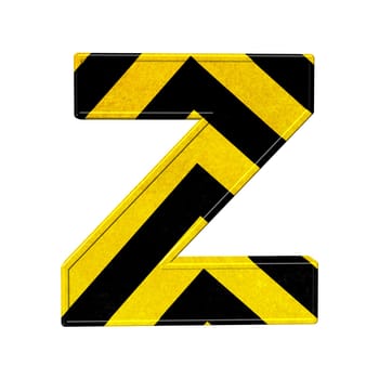 letters in black and yellow danger stripes .