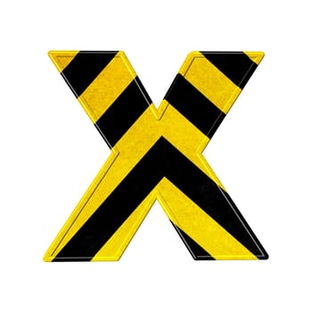 letters in black and yellow danger stripes .