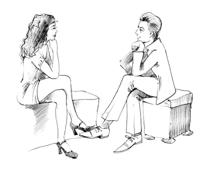 Body language: couple conversation