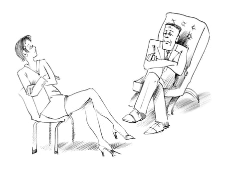 Body language: woman and man talking