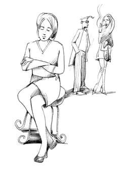 Body language: woman in closed position