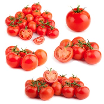Fresh tomatoes set isolated in white