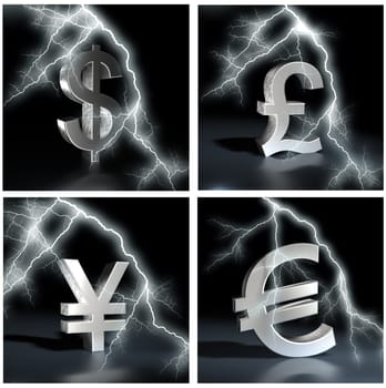 Financial crisis. currency sign