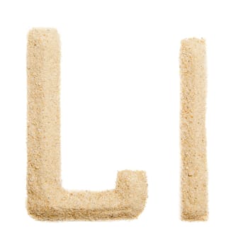 sand alphabet isolated on white
