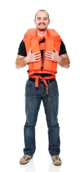man with Personal flotation device
