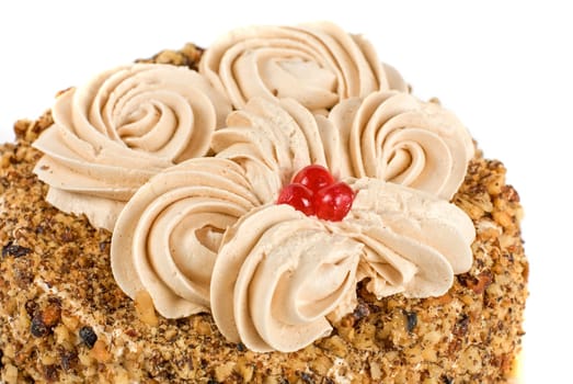 cake closeup with berry isolated on a white