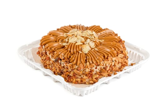 nuts cake closeup isolated on a white